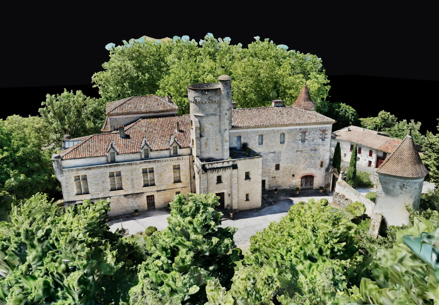 Aperçu du modèle 3D du château de Belflou, reconstruit à partir de photographies par drone